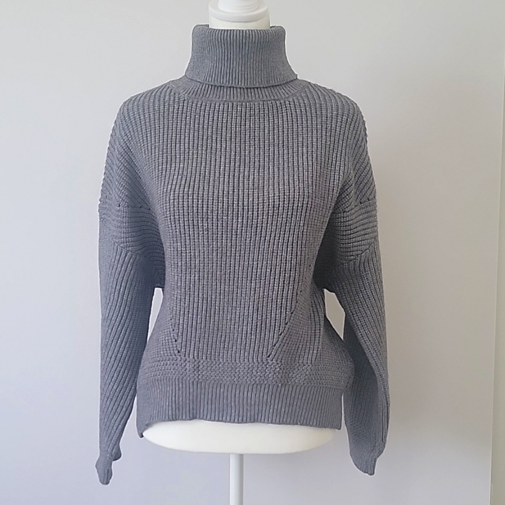 Lux II Women Dark Grey Soft Knit Turtleneck Sweater Size Large
